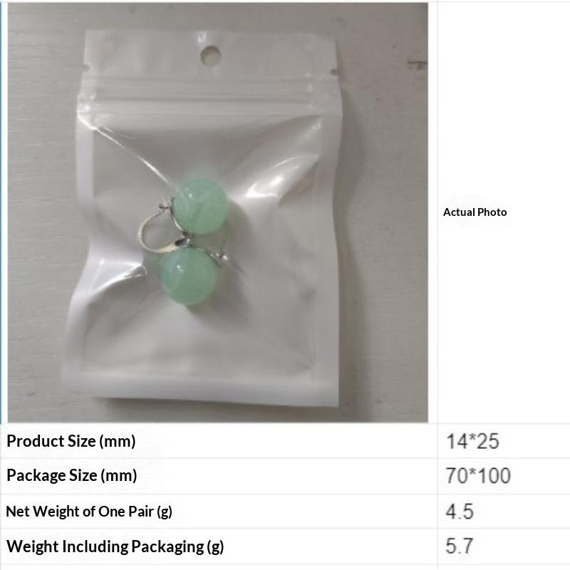 Silver Natural Light Green Resin Drop Earrings Hypoallergenic For Daily Wear Gifts