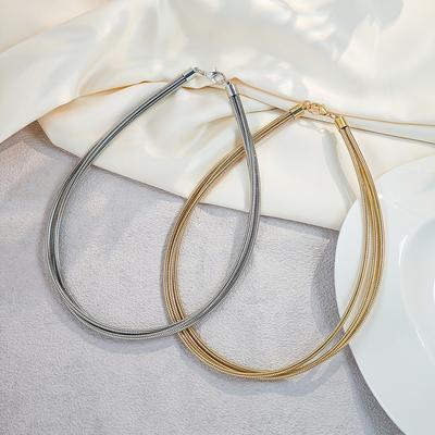 Exaggerated High-End Multi-Layer Geometric Circle Necklace, Personalized Simple Metal Wind Collarbone Chain