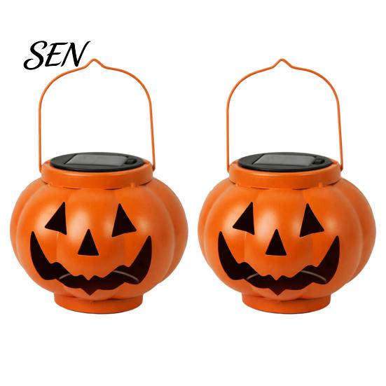 Energy Efficient Halloween Lighting Solar Pumpkin Lanterns, Waterproof Outdoor Light, Spooky Portable Trick or Treat Lamps Hanging Orange Lantern for
