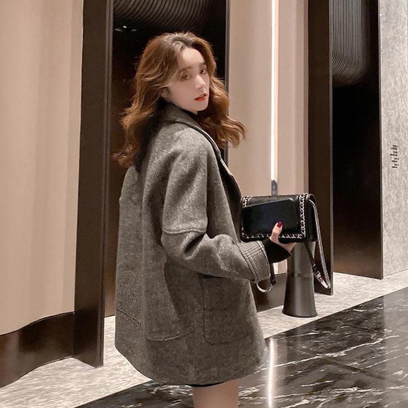Women's Woolen Suit Jacket - Korean & British Style, Autumn/Winter, Loose Fit, Casual