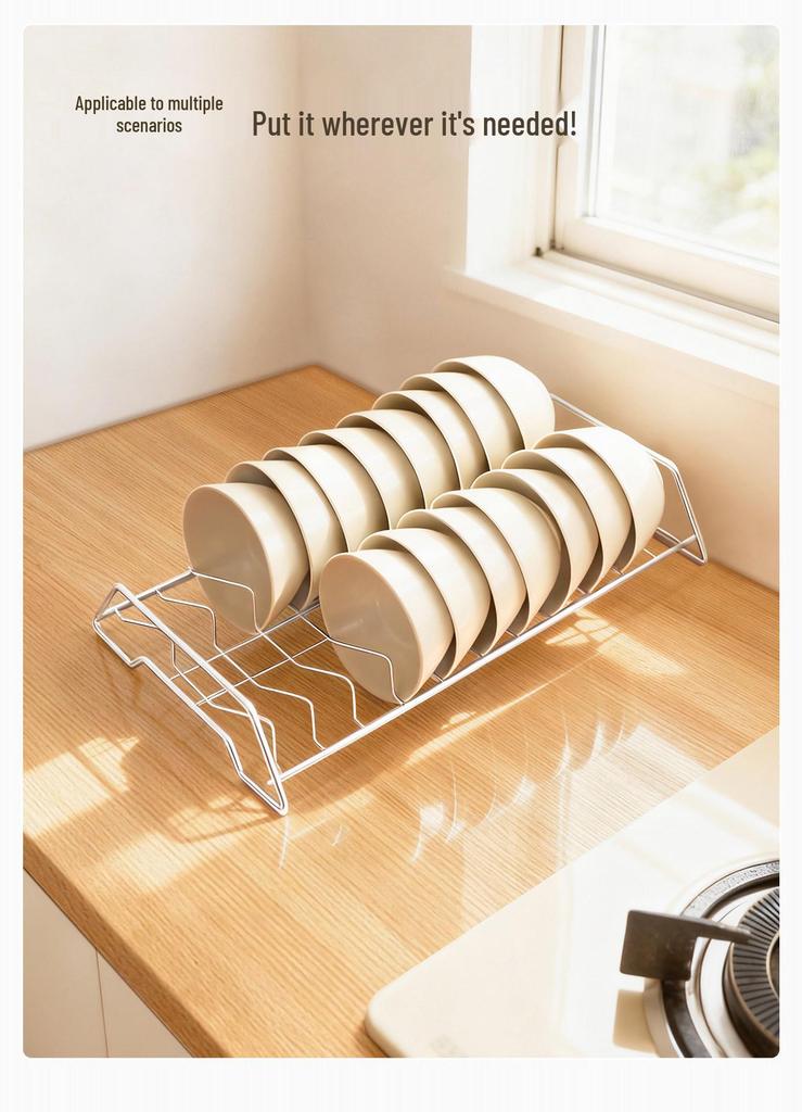 Built-in Kitchen Dish Rack with Drawer Divider for Chopsticks, Spoons, Bowls, and Plates.