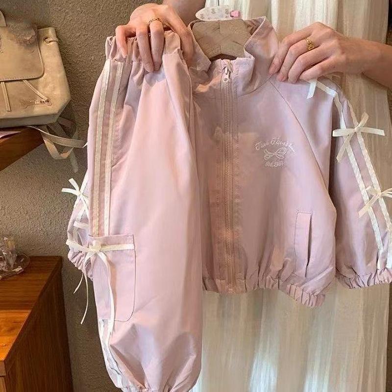 

Korean Style Girls Set Bow Jacket Casual Pants Spring Toddler Outfit Girl Clothes Baby Outfit Set 80cm рожевий
