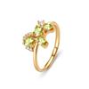 S925 Sterling Silver Leaf Ring For Women European Fashion Natural Peridot Crystal Jewelry High Sense Minimalist Finger Ornament
