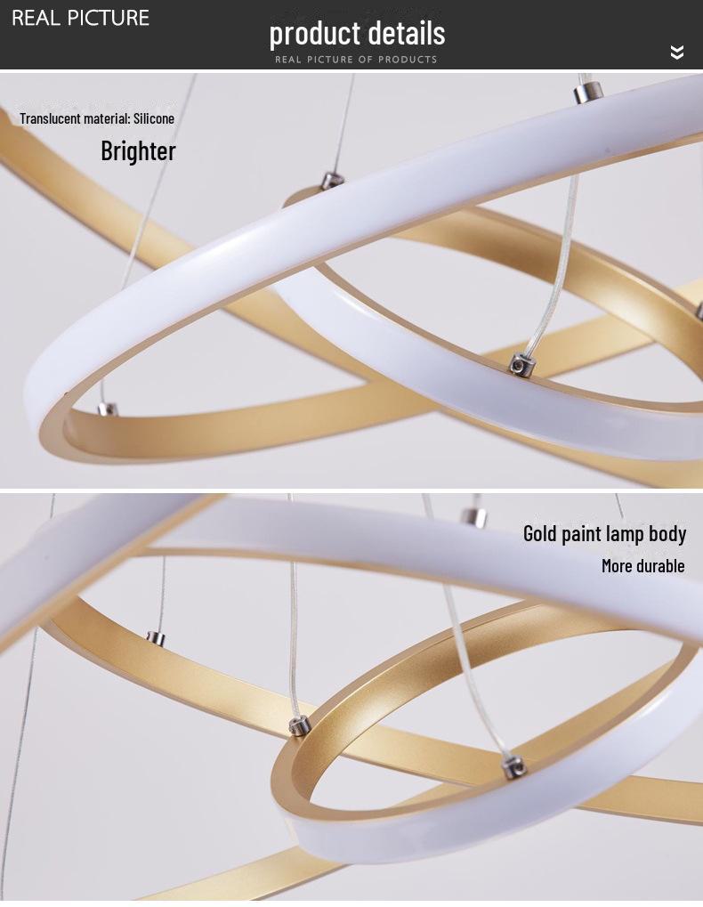 Nordic Modern Golden Ring Chandelier for Living Room, Duplex, Lobby, Bedroom, or Restaurant.