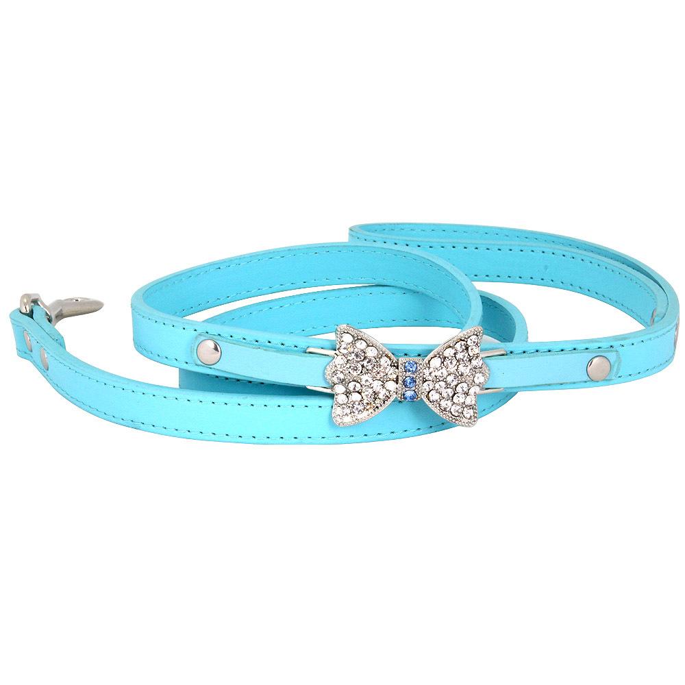 Collier laisse pour animaux de compagnie sélectionné avec soin, cuir PU diamant, grand nœud, laisse pour animaux de compagnie, laisse pour chien de promenade