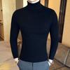 Men's High Neck Sweater Solid Color Pullover Knitted Warm Casual Turtleneck   Men Clothes