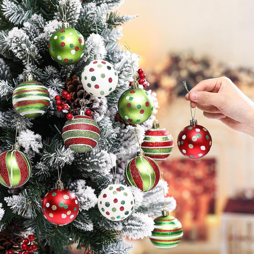 Christmas Decorations 6cm 12pcs Painted Plastic Balls Christmas Tree Pendants