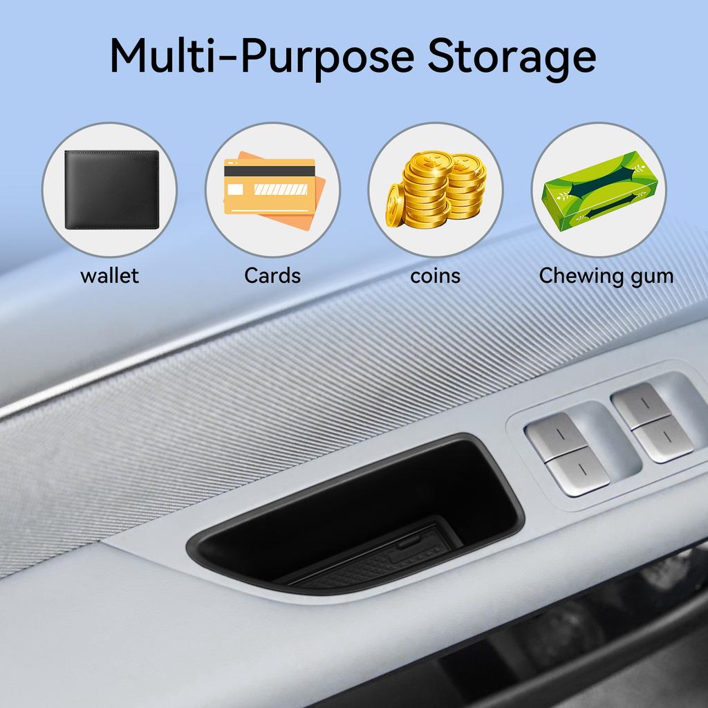 Smabee Left Drive for Xpeng Mona M03 2024 2025 Door Handle Storage Box Case Door Side Organizer Tray Interior Accessories 4PCS