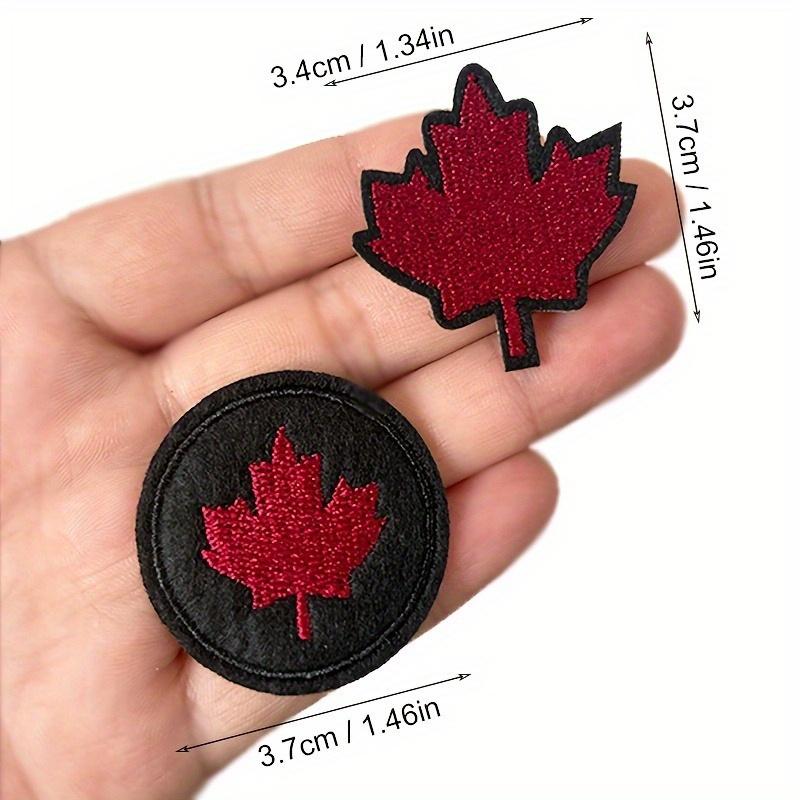10pcs Mini Black and Red Maple Leaf Embroidery Badge and Decal - Suitable for Decorating Hats, Clothes, Satchels, Interesting Gift for Friends.