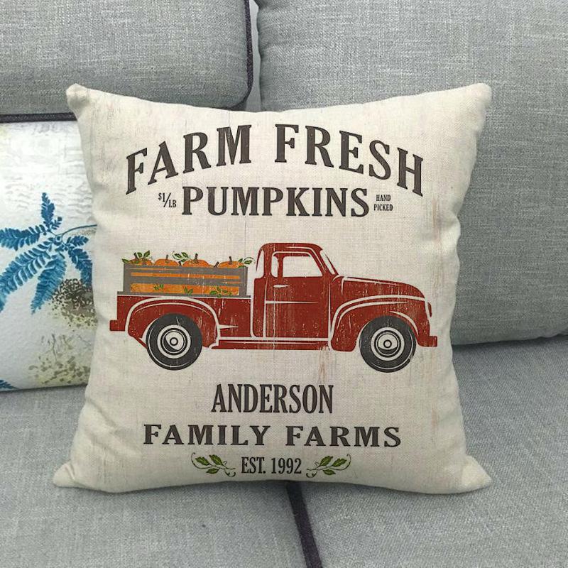 Autumn Thanksgiving Pumpkin Truck Digital Printing Short Plush Pillow Covers For Car Sofa Office Cushion Cover Home Goods