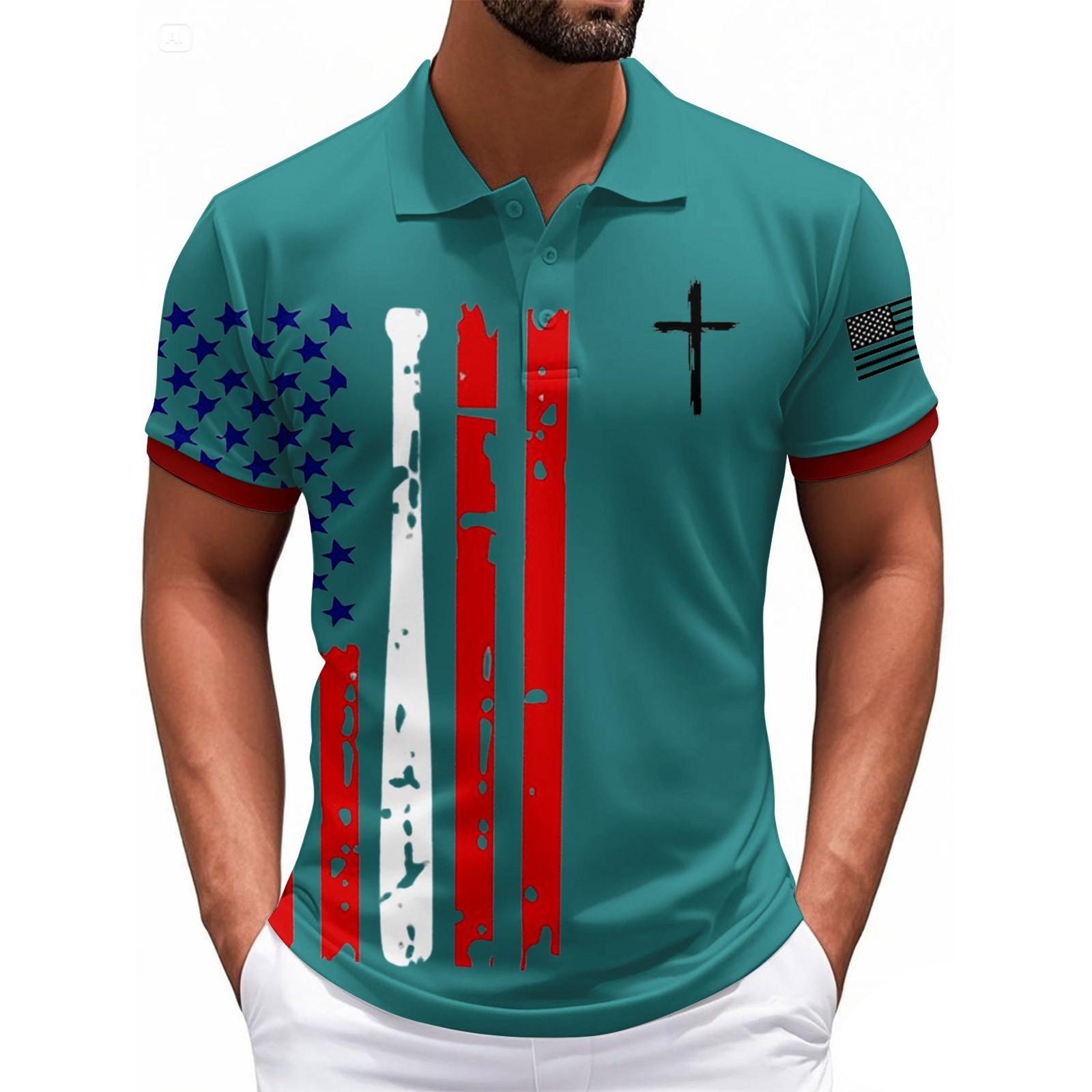 

Модный мужской повседневный топ с коротким рукавом и принтом «День независимости» M