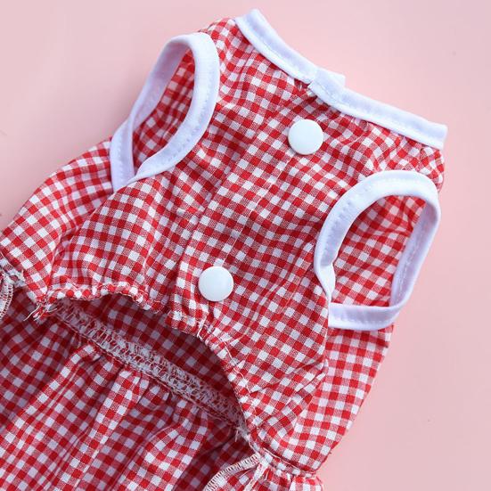 Yousheng Puppy Dress Plaid Printing Bow-knot Decor Apparel Two-legged Dog Costume Skirt for Summer