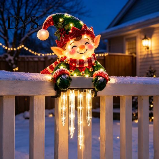 Außen-Feiertagsgeländer-Schmuck Winterglanz Schneemann Eiszapfen Licht Dekor, Weihnachtsdekorationen, Hängende Weihnachten Atmosphäre Beleuchtung LED-Lichter für Veranda,