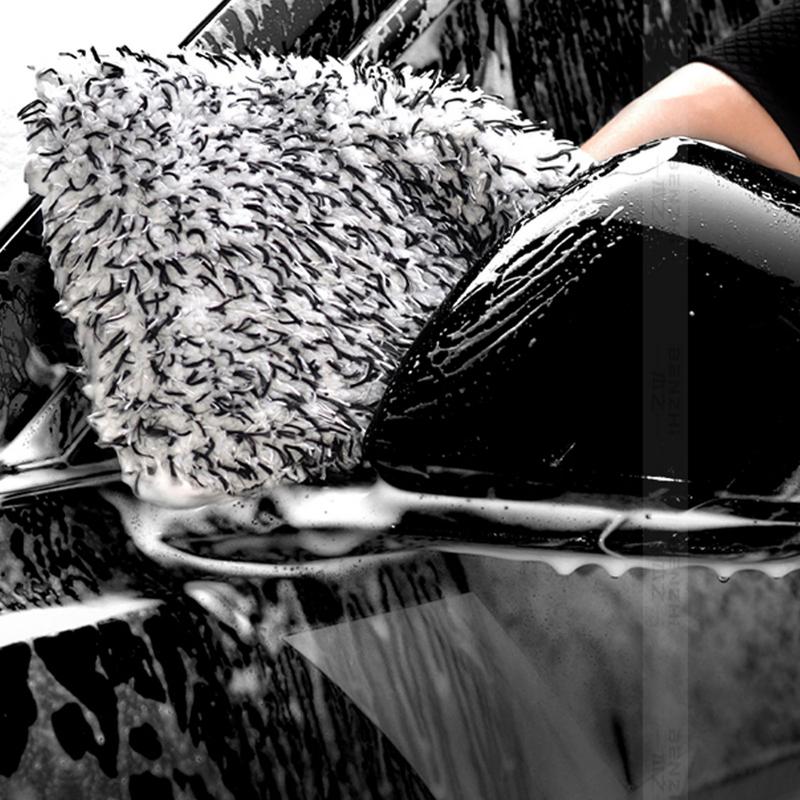 Auto-Reinigungshandschuh Weiche Mikrofaser Verdickter Plüsch Auto-Reinigungswerkzeuge Auto-Detail-Reinigungshandschuh Doppelseitiger Handschuh Autozubehör