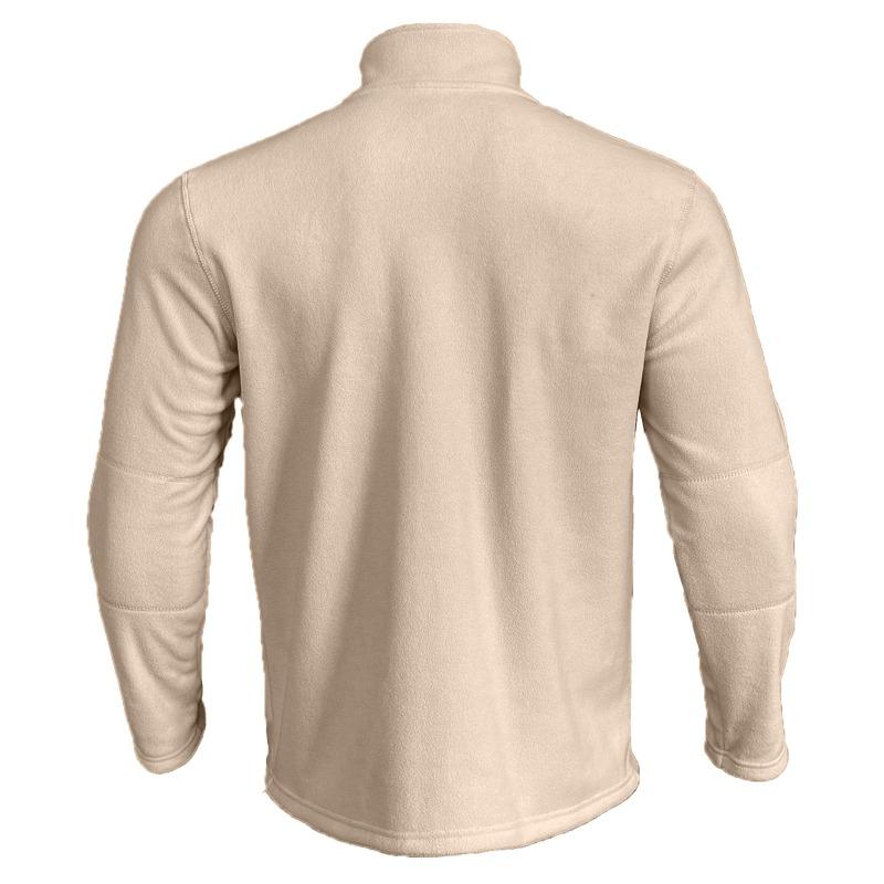 American Style Men Heavyweight Polar Fleece Outdoor Long Sleeve Stand Collar Zip Bottoming Sweatshirt