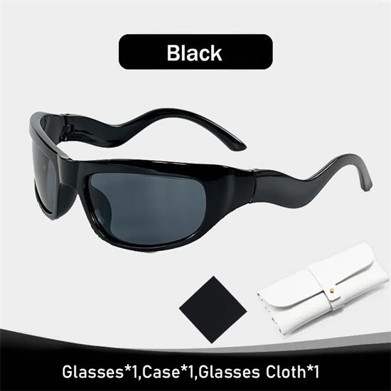 Unique Frame Sunglasses, Trendy Cyberpunk Style, Cool Fashion Curved Shades, Perfect Gift for Women, All Seasons Wear