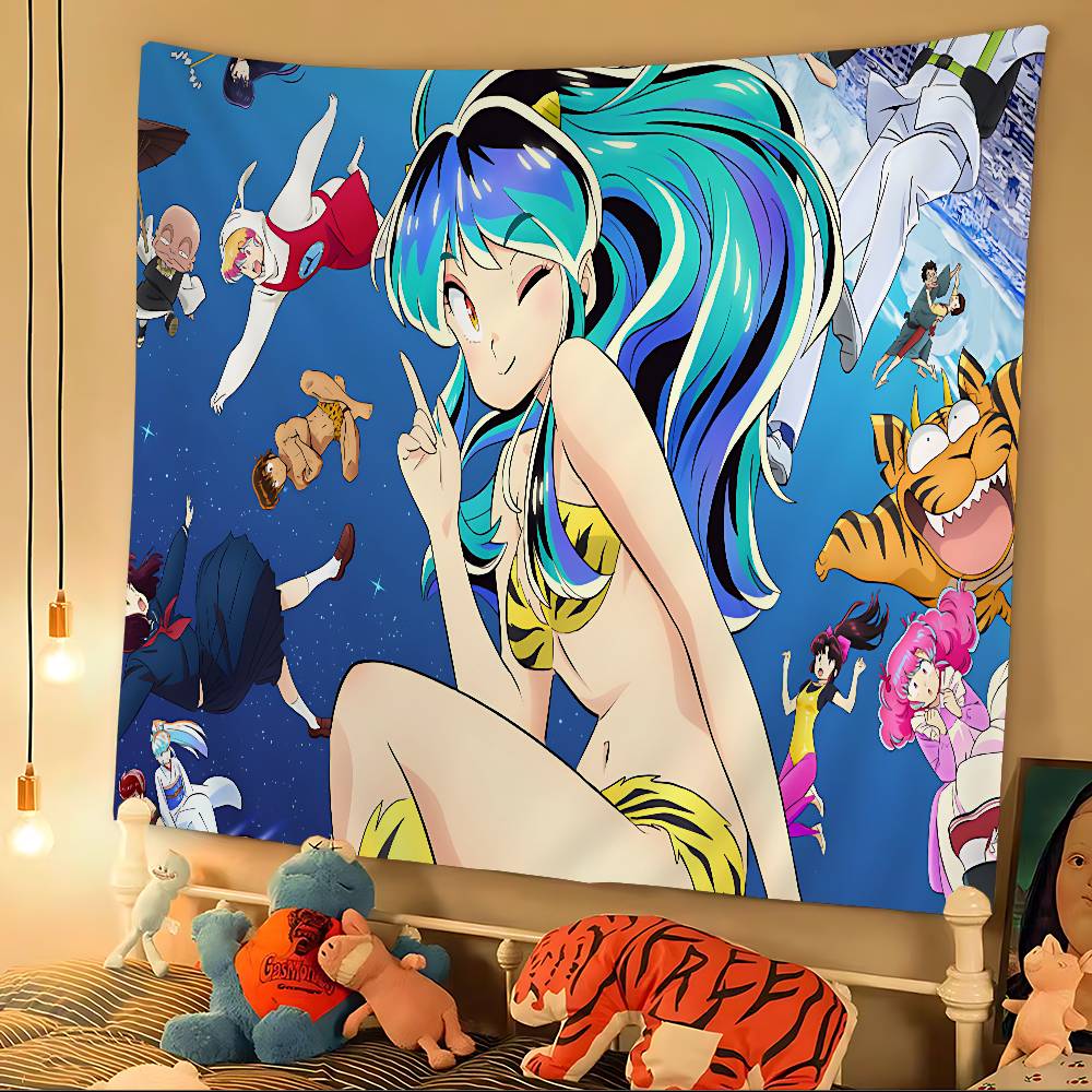 Urusei Yatsura Anime DIY Wall Tapestry Hanging Tarot Hippie Wall Rugs Dorm INS Home Decor