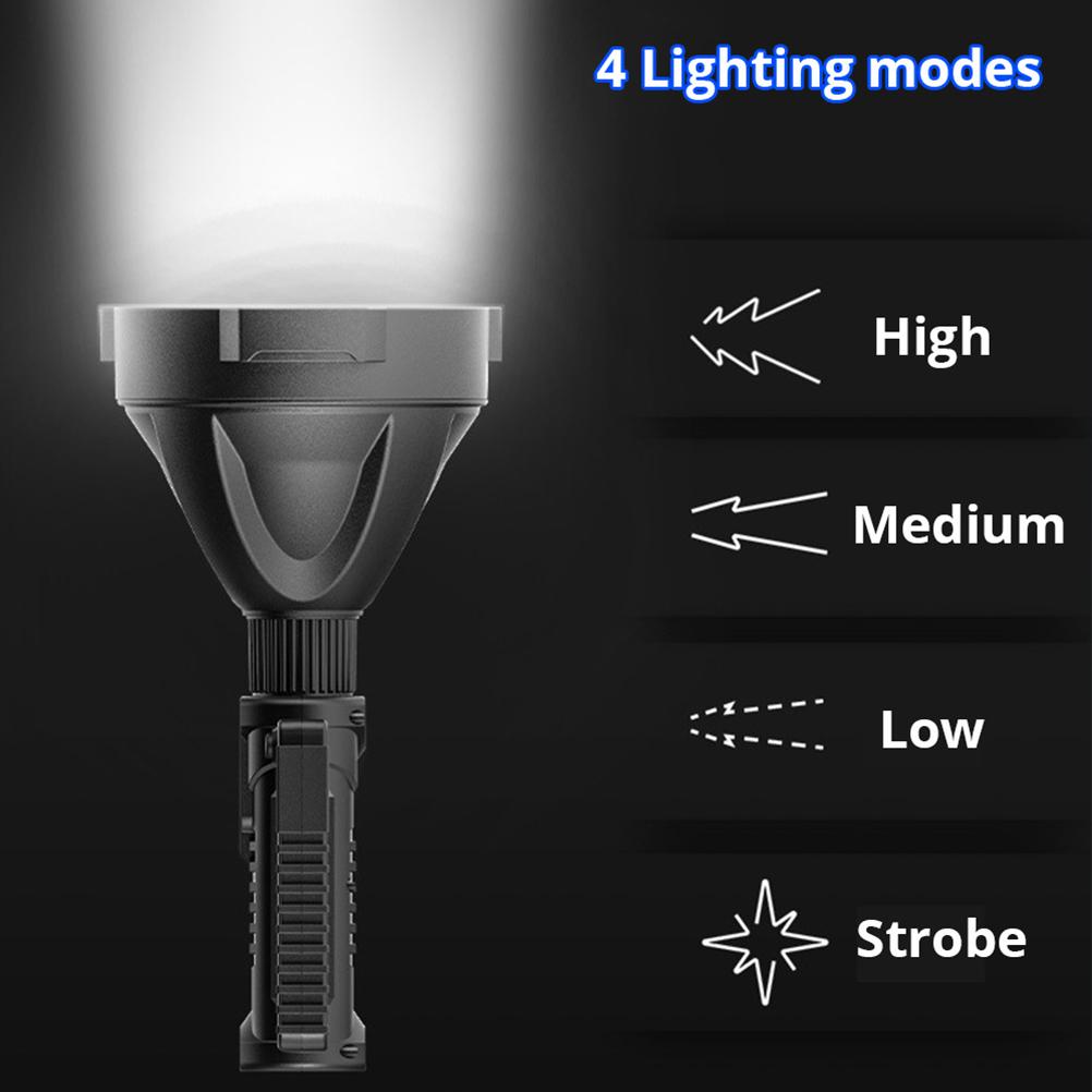 Rechargeable Spotlight Flashlight 4 Modes LED Super Bright Searchlight IPX5 Water Resistant Work Lights for Hiking