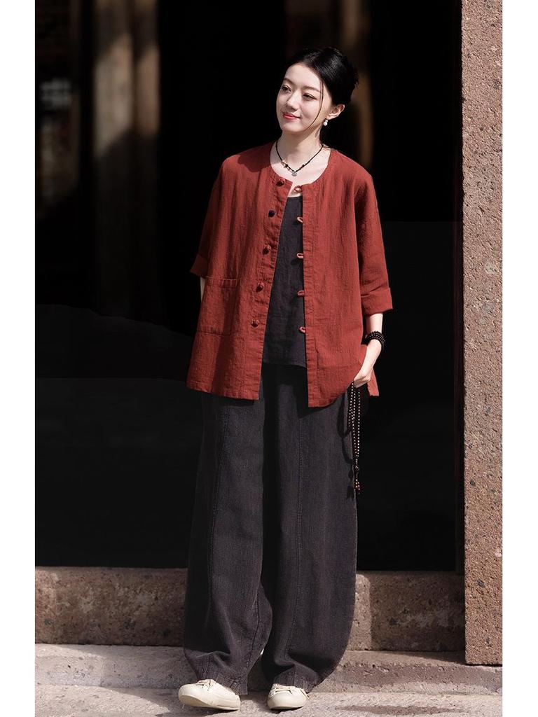 Women's New Arrival Spring Cotton Linen Casual Zen Meditation Pants