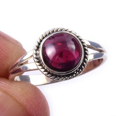 Natural Garnet Gemstone Handmade 925 Solid Sterling Silver Gift Ring Size 8 C5W48