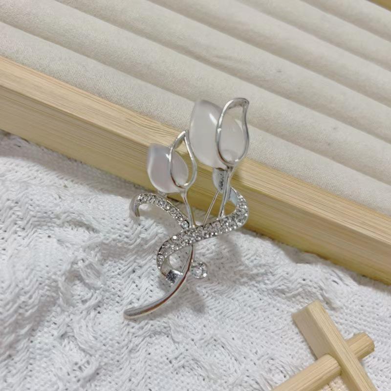 High-End Tulpen Strass Brosche und Schalspange