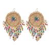 Original design bohemian earrings handmade rattan long tassel women's retro niche vacation earrings