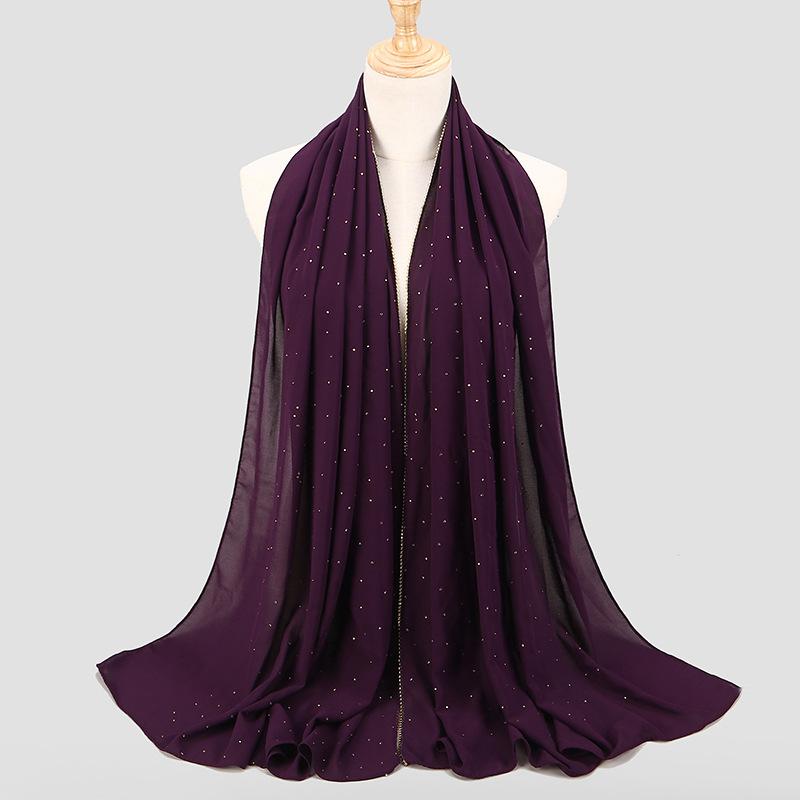 Diamond Chain Chiffon Hijab Scarf Veil Long Shawl Head Scarf Headwraps Hoofddoek Islamic Turban Shawl For Women Muslim Hijabs