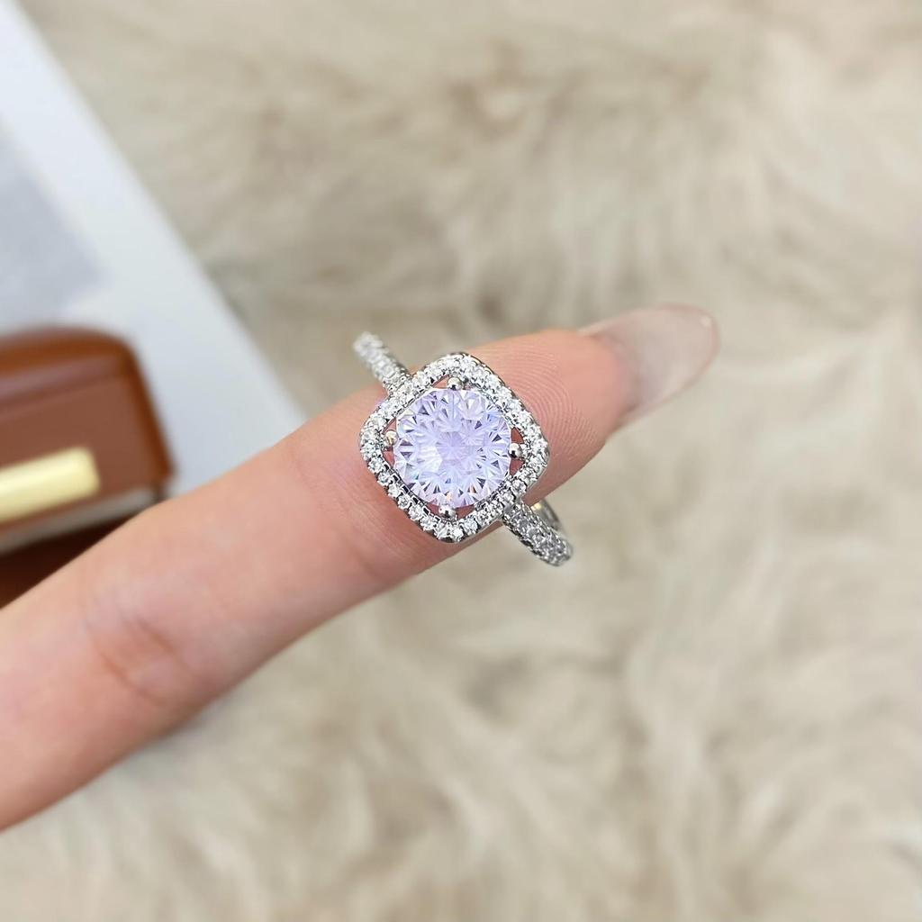 Anillo de Princesa para Mujer de Aguamarina Paraíba y Diamante de Alto Carbono de Lujo Ligero