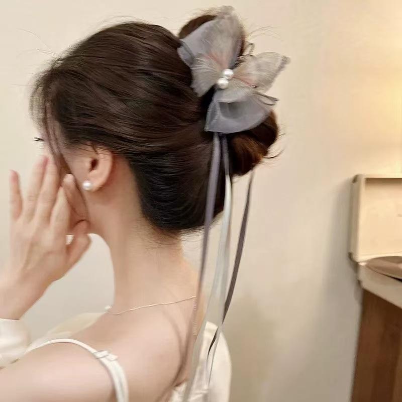 1pcBow hair clip, super fairy ribbon, grab new Chinese style, Chinese style, ponytail clip, Hanfu, qipao, ancient style headwear
