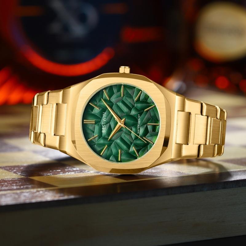 Men's Watch Embossed Leaf Characteristic Face Quartz Waterproof Watch