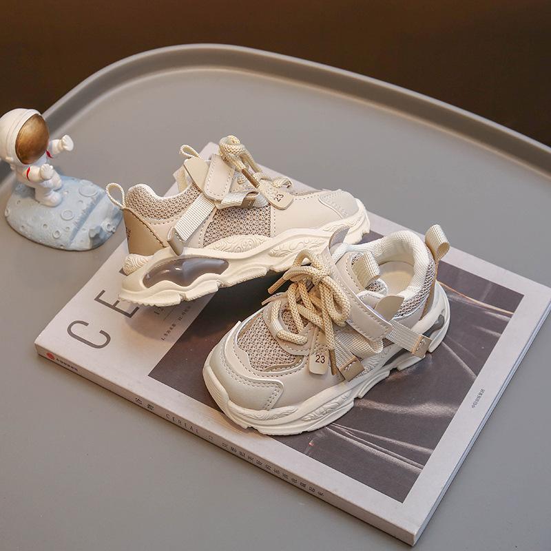 

Детские сетчатые кроссовки для девочек и мальчиков – Модные и легкие для весны и осени Size 21, insole 13.5cm бежевый