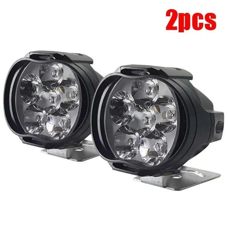 2Pcs 6 LED Auxiliary Headlight for Motorcycle Spotlights Lamp Vehicle 6LED Auxiliary Headlight Brightness Electric Car Light Black