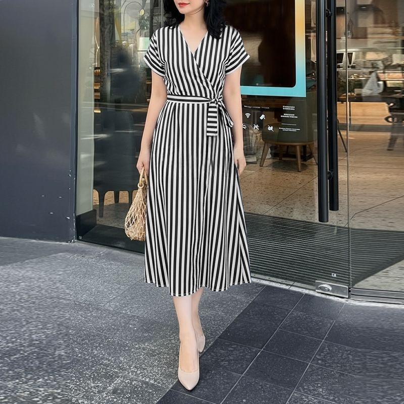 Casual Zanzea Short Vneck Women Sleeve Stripe Dress