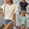 Summer Women's Crew Neck Double Ruffle Short Sleeve T-shirt, Casual Tops for Leisure Fashion