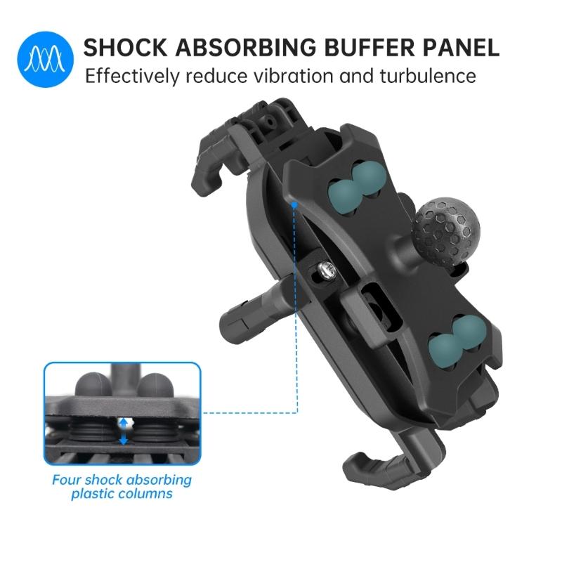 Motorcycle Mobile Phone Holder Shock-Absorbing Anti-Skid 360° Universal Ball-Head Rotating Six-Claw Silica-Fixed Bracket