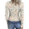 Women Casual Crew Neck Long Sleeve Ribbed Top with All Over Floral Print Lightweight Pullover Blouse for Daily Wear