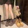 Thick-soled heightening Martin boots women's 2025 autumn new front lace-up retro locomotive boots small lace-up short boots