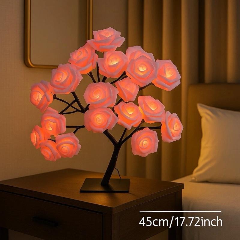 Lighting Rose Flower Table Tree Light Desk Top Bonsai Lighted Tree