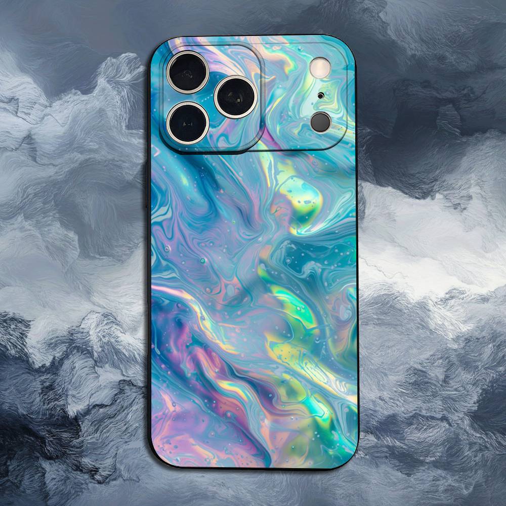 Rainbow Holographic Case For iPhone 15,16,12,14,17,13,11,Plus,Pro Max,8,7,XR,SE,XS,X,Mini,Soft Silicone Black