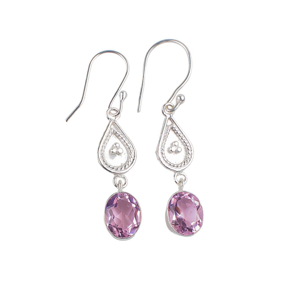 Natural Morganite Gemstone 925 Sterling Silver Jewelry Handmade Earrings 1.70" EE-8-11