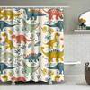 Modern Cartoon Dinosaur Bath Curtains Kids Bathroom Decor Shower Curtain Set In Multicolor for Home Decoration 72x84in (190cm X