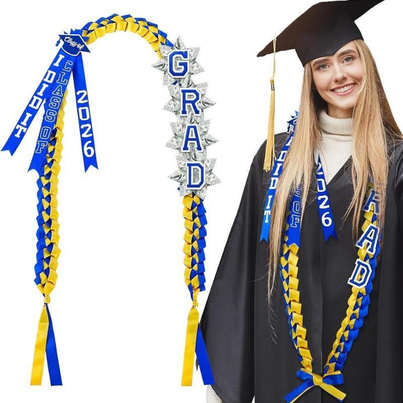 1 Pcs Graduation Lei For Class Of 2026 With Embroidered Grad Letters Perfect For Graduation Events