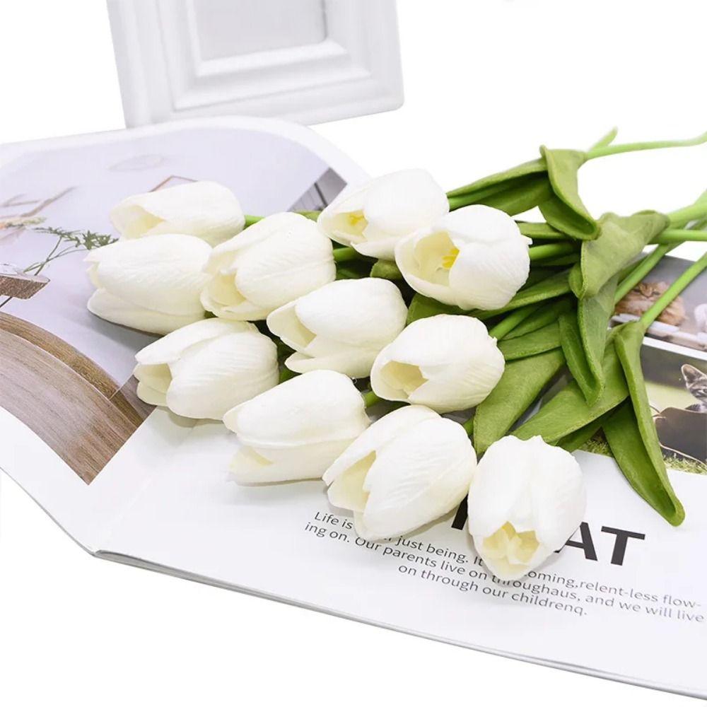 10Pcs Silk Flower Simulated Tulip Flower Creative Artificial Tulip Flowers  Garden Decor
