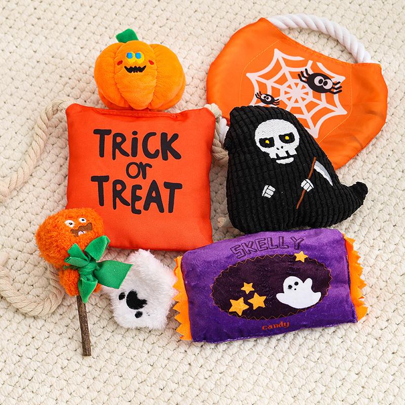 Personalized Design New Halloween Pumpkin Dog Toy Teeth Grinding Biting Teeth Cleaning Pet Voice Toy