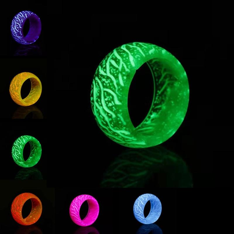 Luminous Glowing Rings Glowing in the Dark Rings Cute Simple Glowing Resin Rings Aesthetic for Women Girls Boys Jewelry Gift