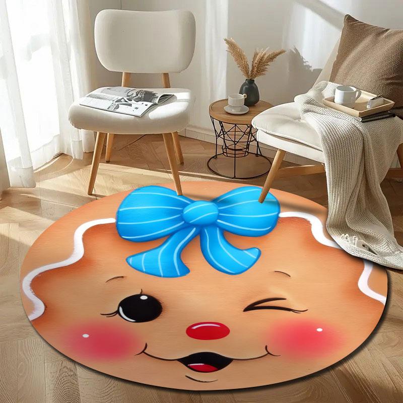Eclectic Round Pop Art Multicolor Rug Mat, Non-Slip Floor Mat for Hallway