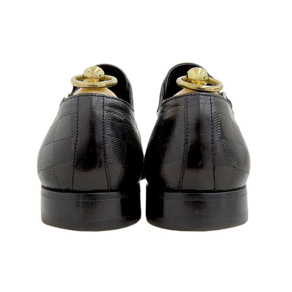 LOUIS VUITTON Excellent condition Damier Graphite straight-tip double monk strap shoes for men, black, size 7M, ST0078 shoes 7M blackUsed