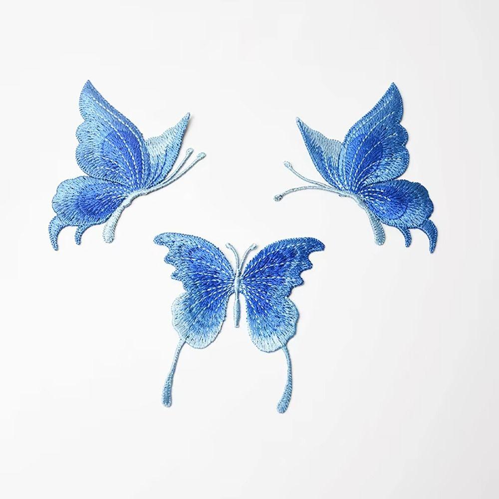 3Pcs/Set Mesh Embroidered Butterfly Patches DIY Clothes Patches  Hats Skirt Legging Hair Clips Decor