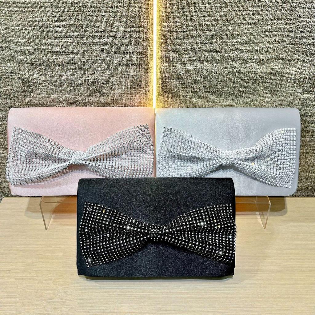 Celebrity high-end dinner bag single shoulder messenger bag small fragrant style bow banquet clutch bag woman