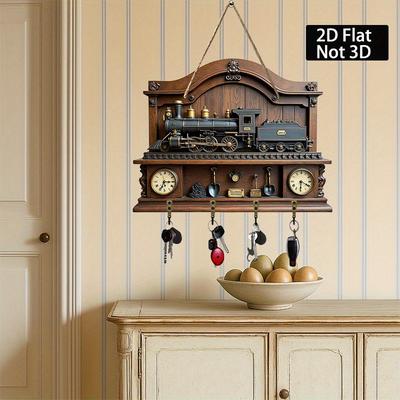 1PC Colorful Wooden Cabin Key Hanger Flat Graphic Living Room Decorative Pendant Wooden